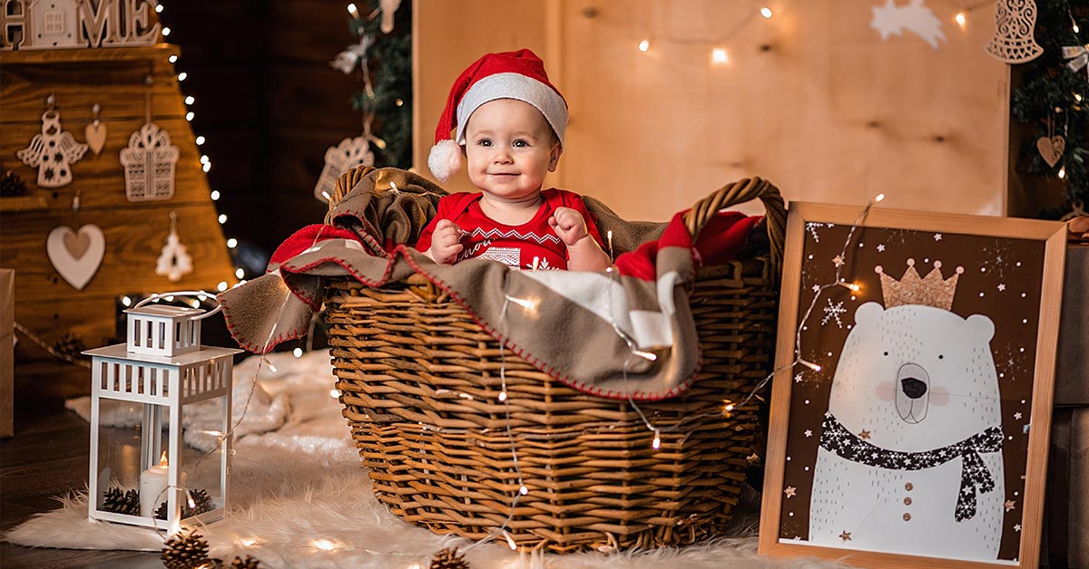 holiday baby in basket